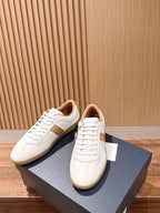 Leder-Sneaker Low-Top Weiß und Schwarz – Herren