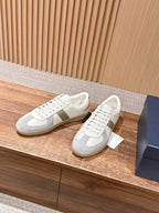 Leder-Sneaker Low-Top Weiß und Schwarz – Herren