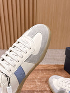 Leather Low-Top White and Tan Sneakers - Men's