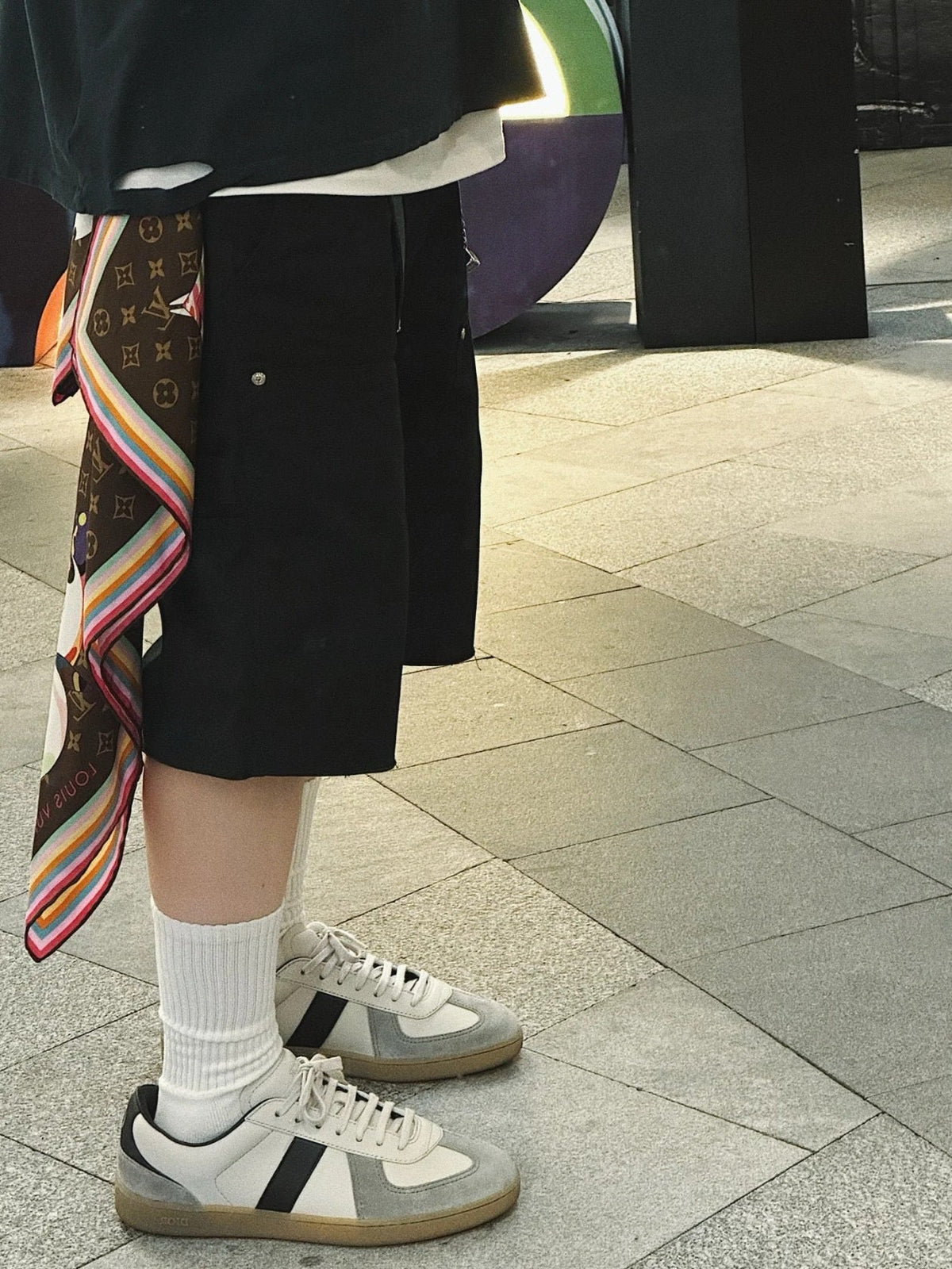 Leder-Sneaker Low-Top Weiß und Schwarz – Herren