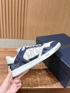 Herren-Sneaker aus Leder mit niedrigem Schaft, blau und weiß