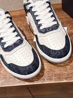 Herren-Sneaker aus Leder mit niedrigem Schaft, blau und weiß