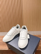 Leather Low-Top Black Grained Sneakers - Men's