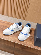 Leather Low-Top Black Grained Sneakers - Men's