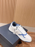 Leather Low-Top Black Grained Sneakers - Men's