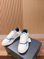 Leather Low-Top Black Grained Sneakers - Men's