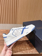 Leather Low-Top Black Grained Sneakers - Men's