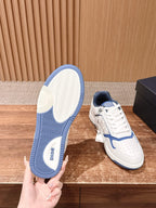 Leather Low-Top Black Grained Sneakers - Men's