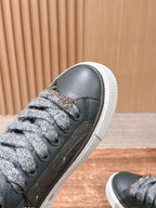 Leather Low-Top Navy Sneakers - Men's