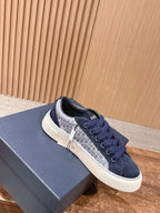 Leather Low-Top Navy Sneakers - Men's