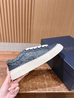 Leather Low-Top Grey and White Sneakers - Men's