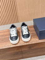 Leather Low-Top Grey and White Sneakers - Men's