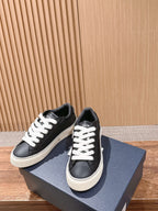 Leather Low-Top Grey and White Sneakers - Men's