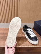 Leather Low-Top Grey and White Sneakers - Men's