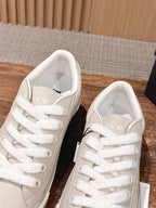 Leather Low-Top Grey and White Sneakers - Men's