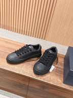 Leather Low-Top Grey and White Sneakers - Men's