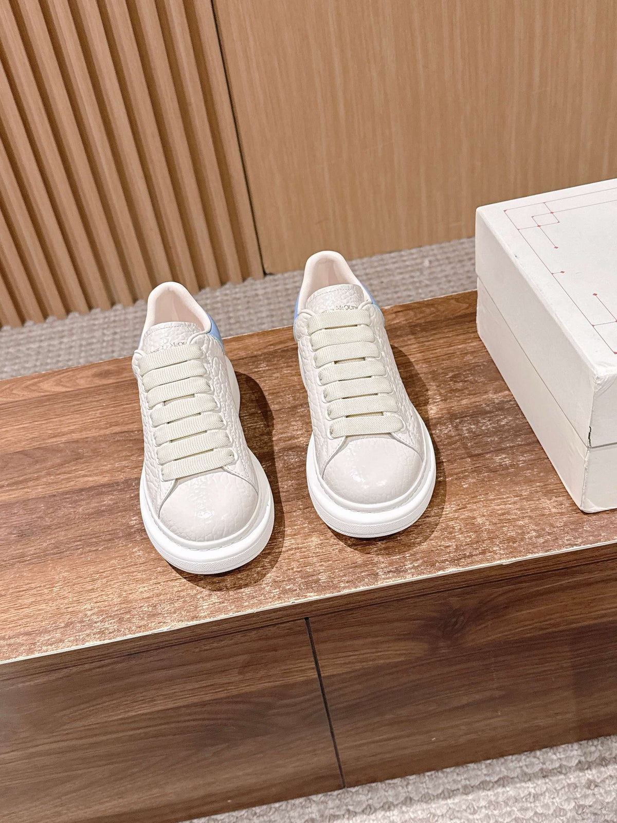 White and Blue Sneakers
