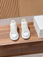 White Leather Plain Platform - Women's