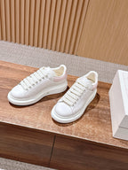 White Leather Plain Platform - Women's