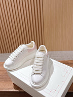 White Leather Plain Platform - Women's
