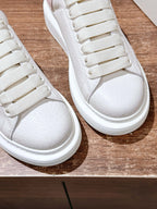White Leather Plain Platform - Women's