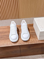 White Leather Plain Platform - Women's