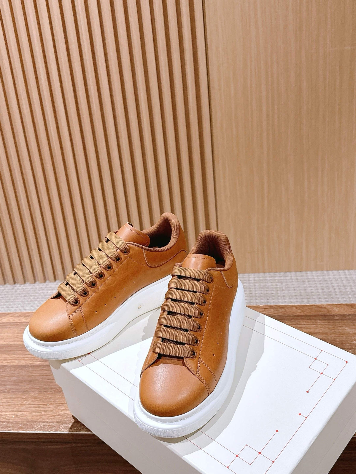 White and Brown Sneakers