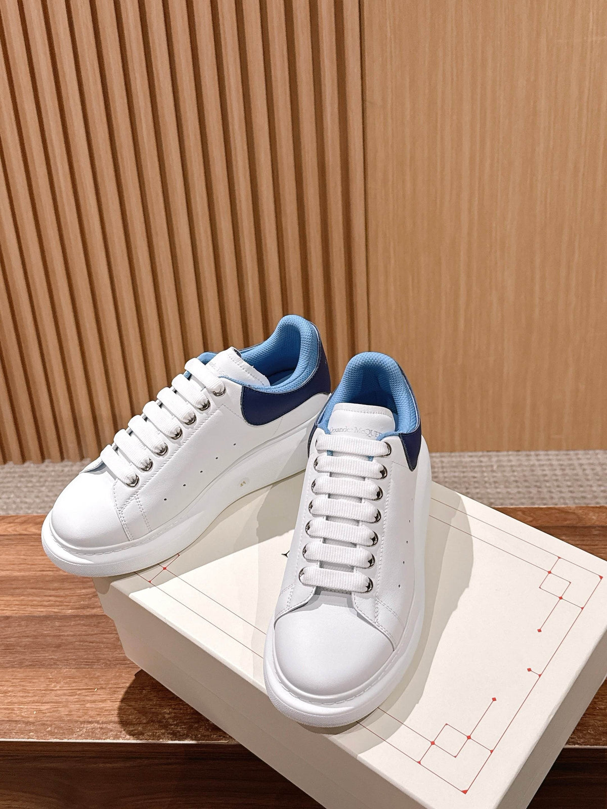 White and Blue Sneakers