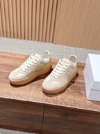 White Leather Gum Sole Low-Top - Women's