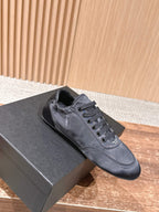 Grey Leather Contrast Trim Low-Top - Women's