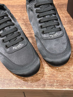 Grey Leather Contrast Trim Low-Top - Women's