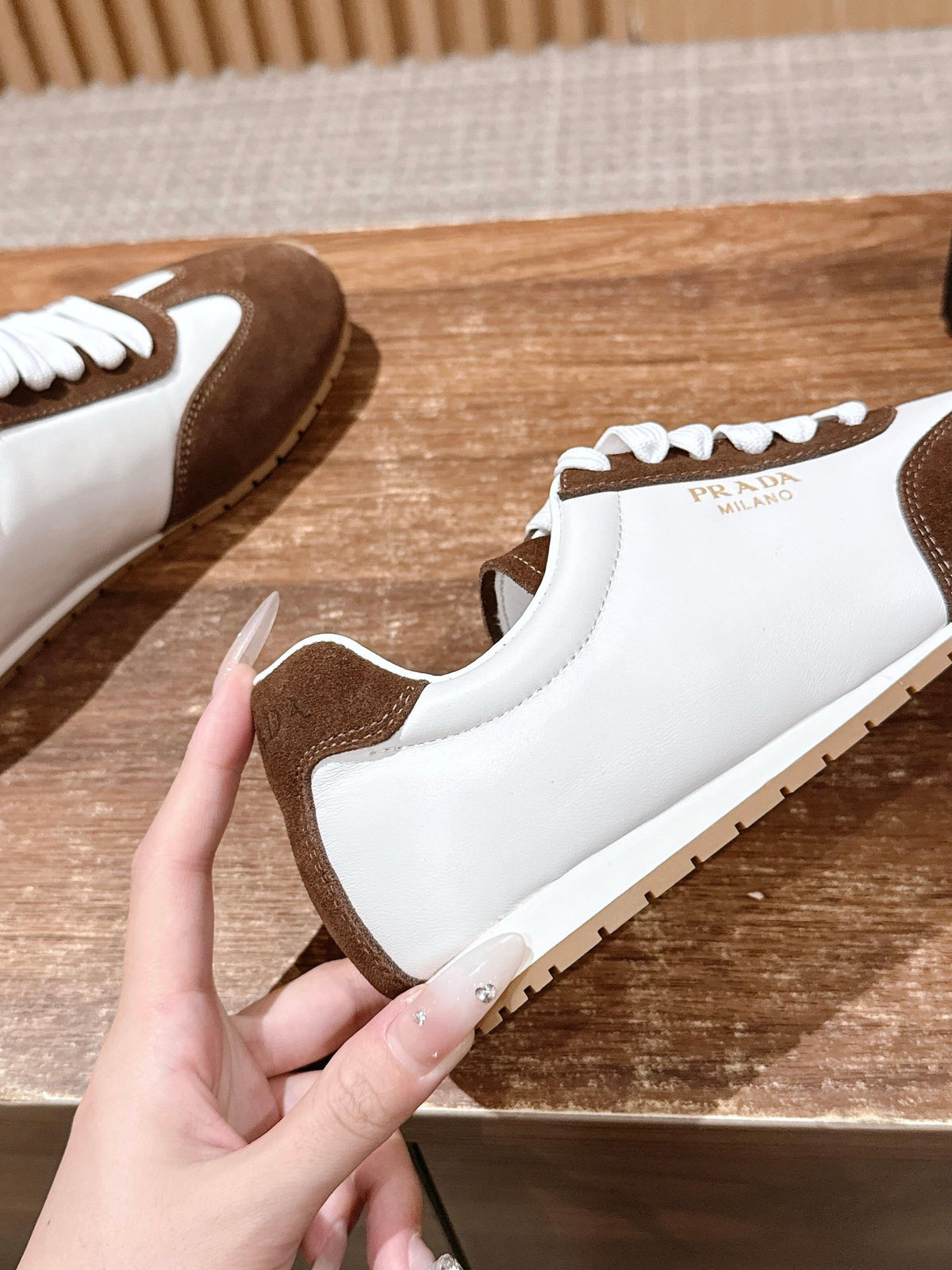 White Leather Colourblock Low-Top - Women's