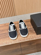 Black Canvas Toe Cap Low-Top - Women's