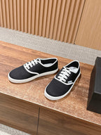 Black Canvas Toe Cap Low-Top - Women's