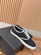 Black Canvas Toe Cap Low-Top - Women's