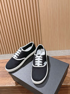 Black Canvas Toe Cap Low-Top - Women's