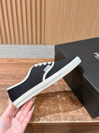 Black Canvas Toe Cap Low-Top - Women's