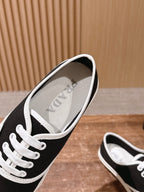 Black Canvas Toe Cap Low-Top - Women's