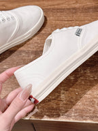 Black Canvas Toe Cap Low-Top - Women's
