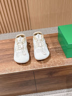 White Leather Plain Low-Top - Women's