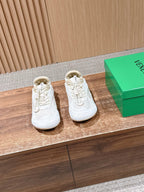 White Leather Plain Low-Top - Women's