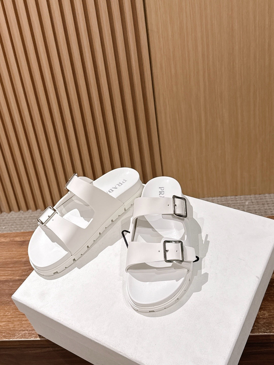 Black Leather Plain Double Strap - Women's