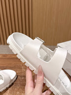 Black Leather Plain Double Strap - Women's