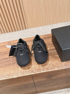 Black Mesh Plain Low-Top - Women's
