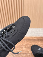 Black Mesh Plain Low-Top - Women's