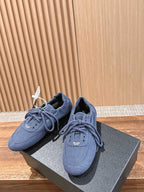 Black Mesh Plain Low-Top - Women's