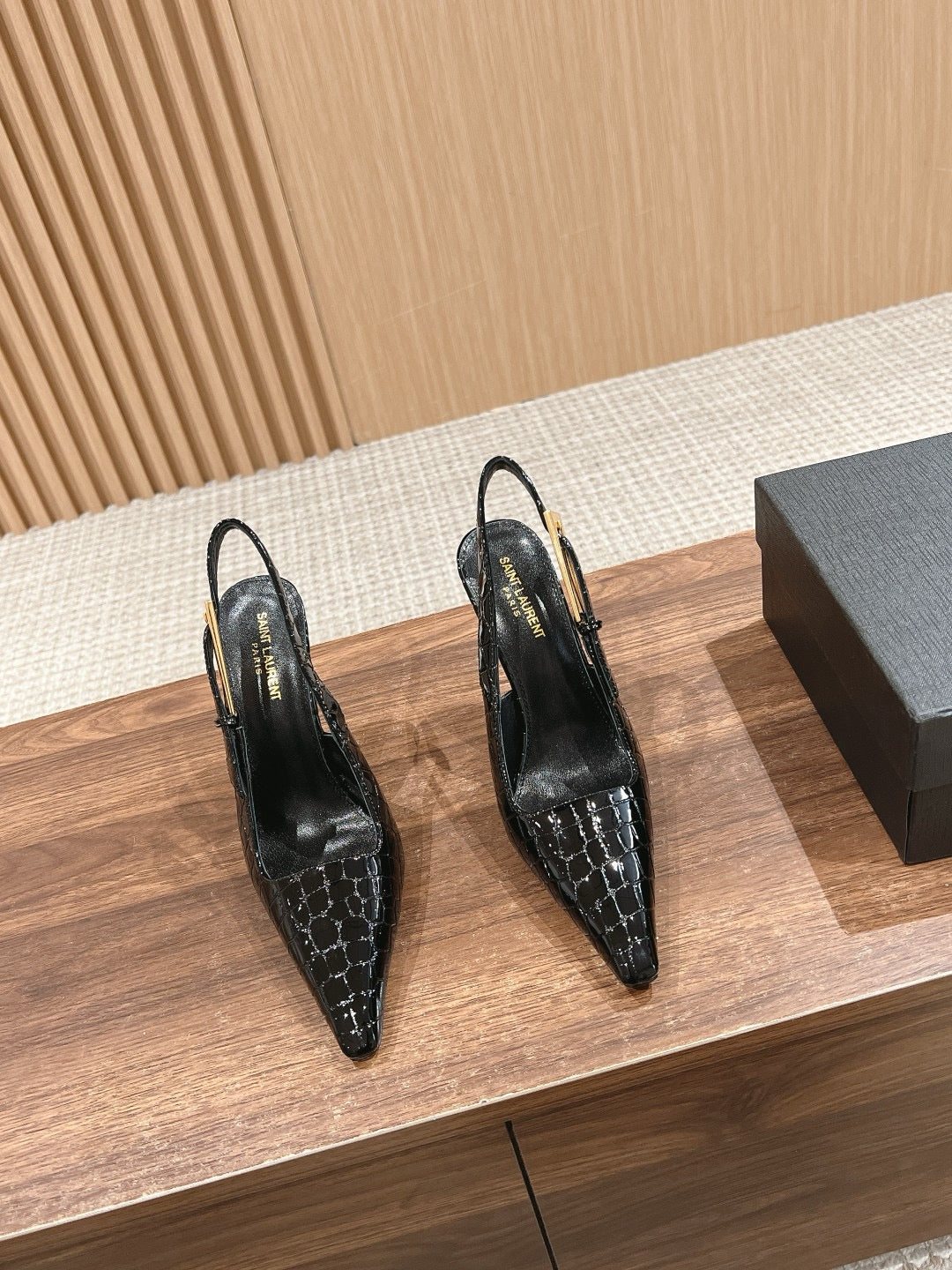 Croc Matte Black Heels