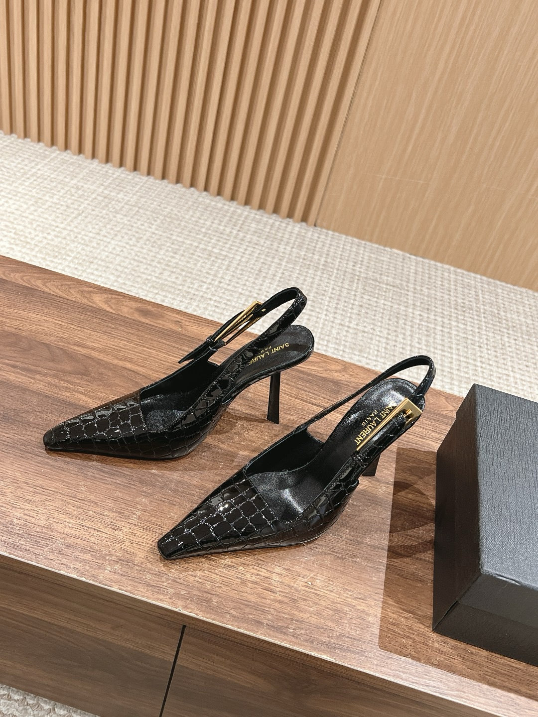 Croc Matte Black Heels