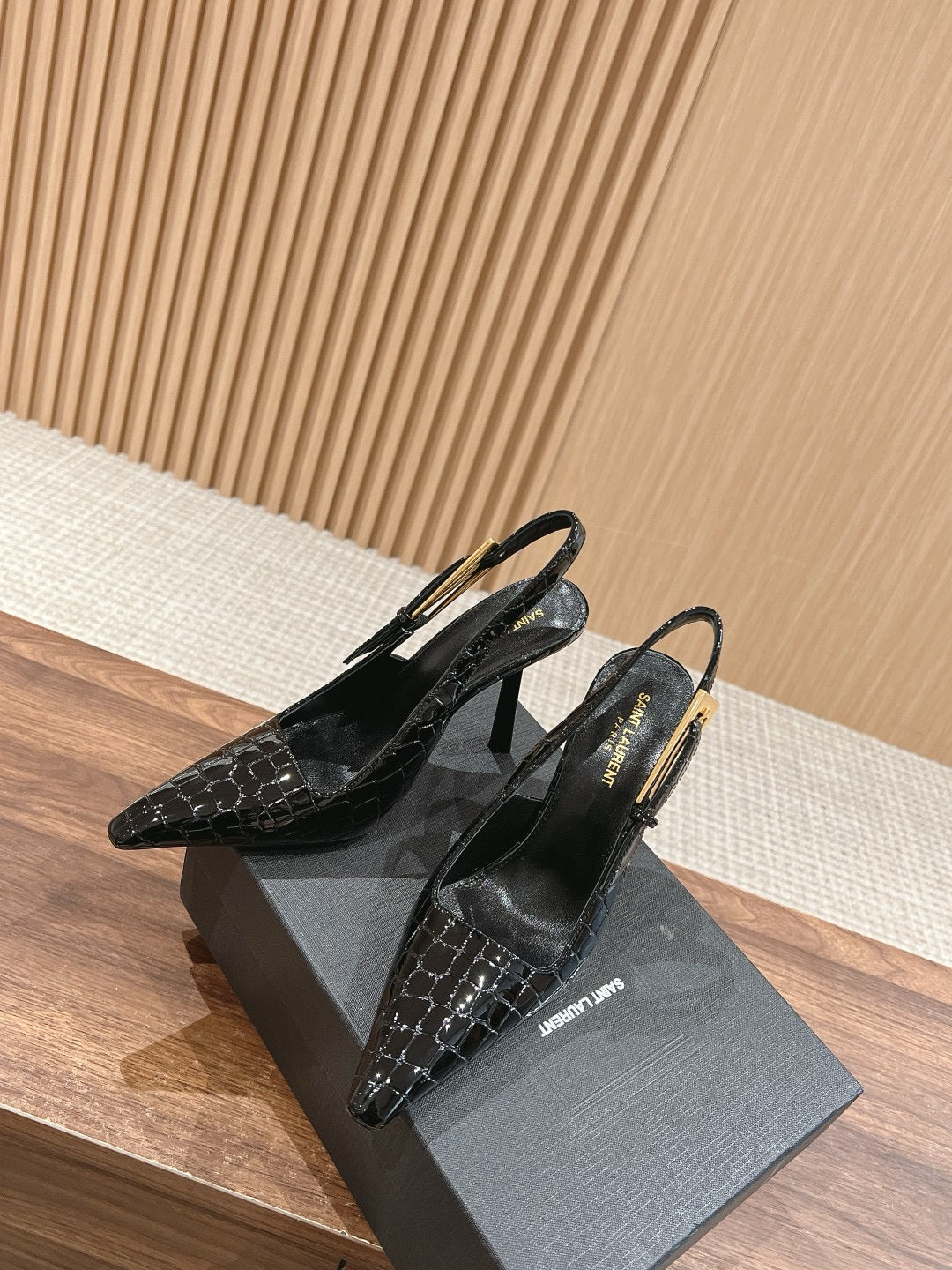 Croc Matte Black Heels
