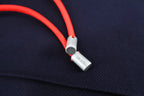 Marineblau Baumwolle Kontrastbinder Weites Bein – Herren